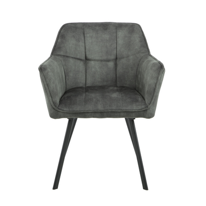 Chaise de salle à manger Emma Velours | Vert chasseur | Avec accoudoir