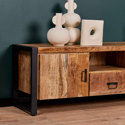 Meuble TV Boaz avec portes et tiroirs | 200 cm