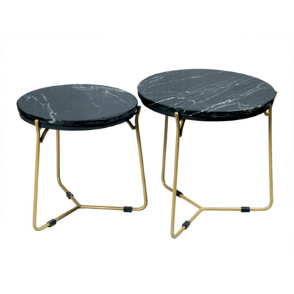 Coffee table Caly Black marble | 45 cm | Set of 2