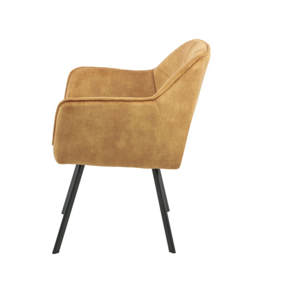 Dining chair Emma Velvet | Yellow | With armrest