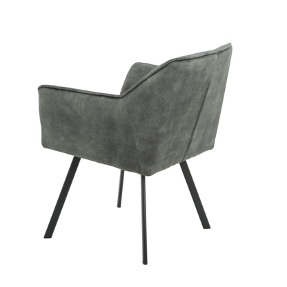 Chaise de salle à manger Emma Velours | Vert chasseur | Avec accoudoir