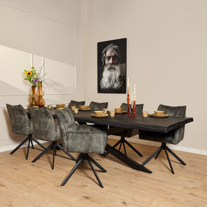 Dining chair Dani Velvet | Green | With armrest