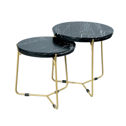 Coffee table Caly Black marble | 45 cm | Set of 2