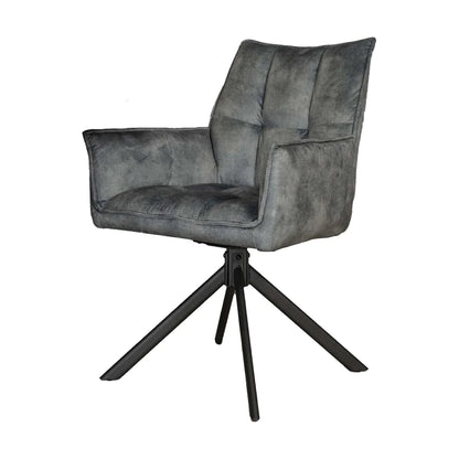Eetkamerstoel Dani Velvet | Blue | Met armleuning