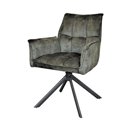 Dining chair Dani Velvet | Green | With armrest