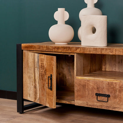 Meuble TV Boaz avec portes et tiroirs | 200 cm