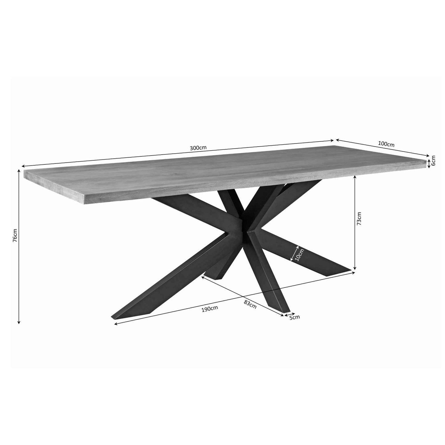 Eettafel Denver | Rechthoekige matrixpoot | 300 cm