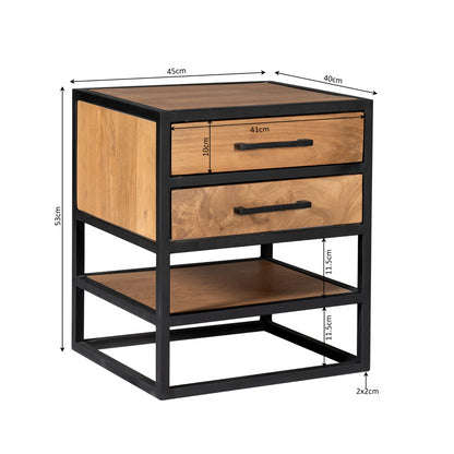 Bijzettafel/nachtkastje Denver | Mangohout en metaal