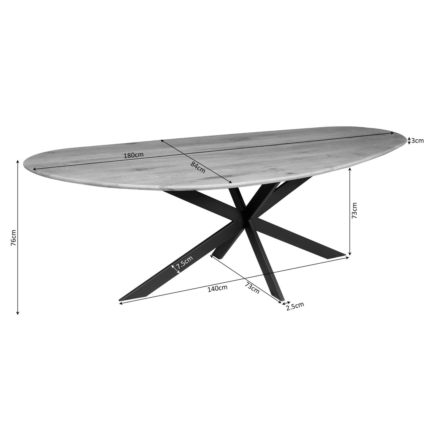 Eettafel Cloud | 180 cm | Eiken | Bruin