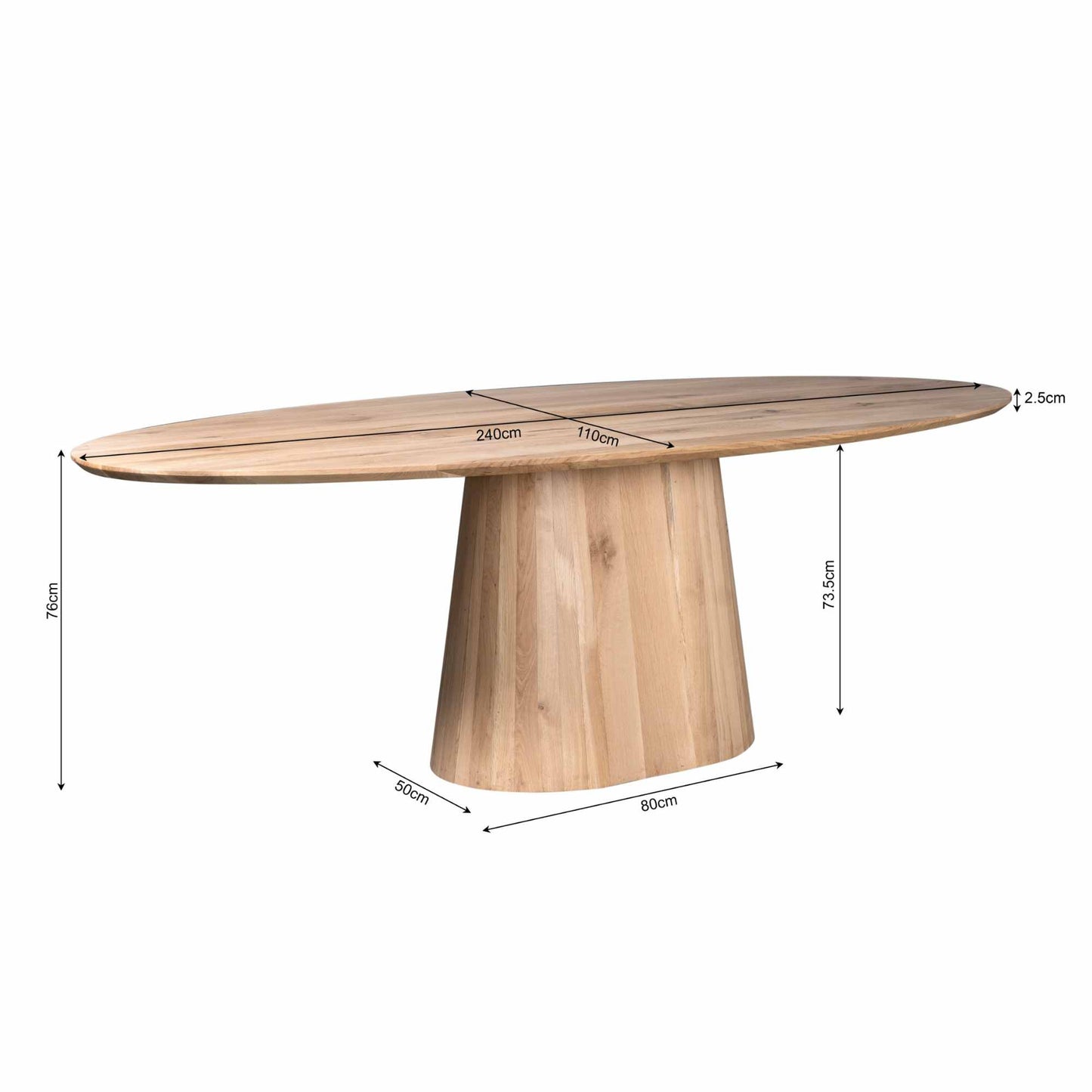 Eettafel Riga | 240 cm | Naturel Eiken