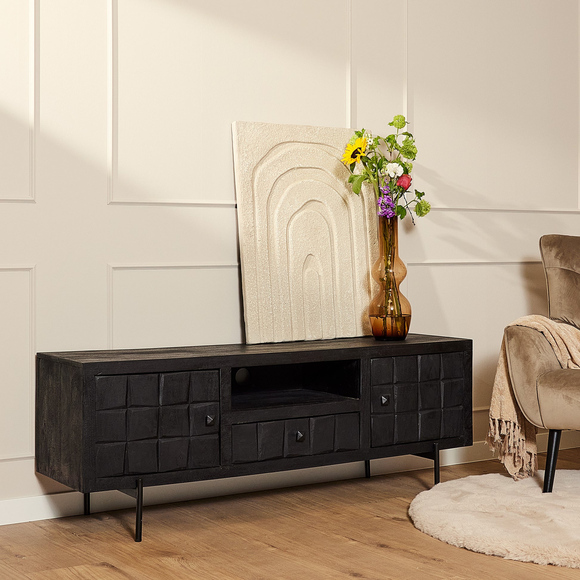 Tv meubel Brandy Black | 180 cm - Starfurn - STF-1502