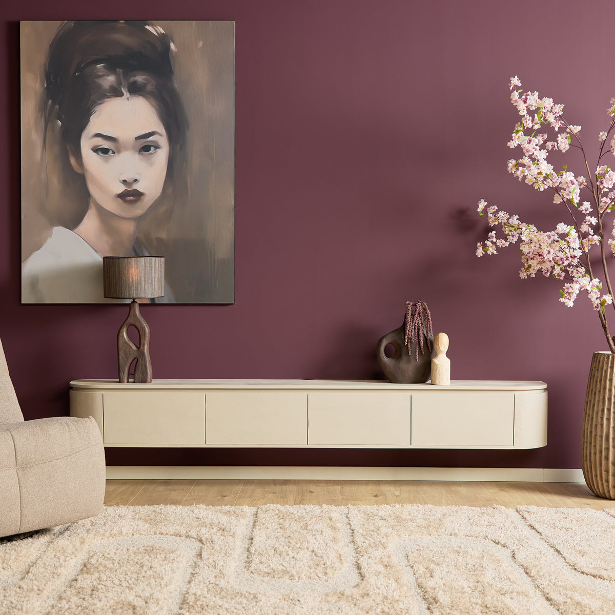 Zwevend tv-meubel Ambiance Naturel | 120 cm