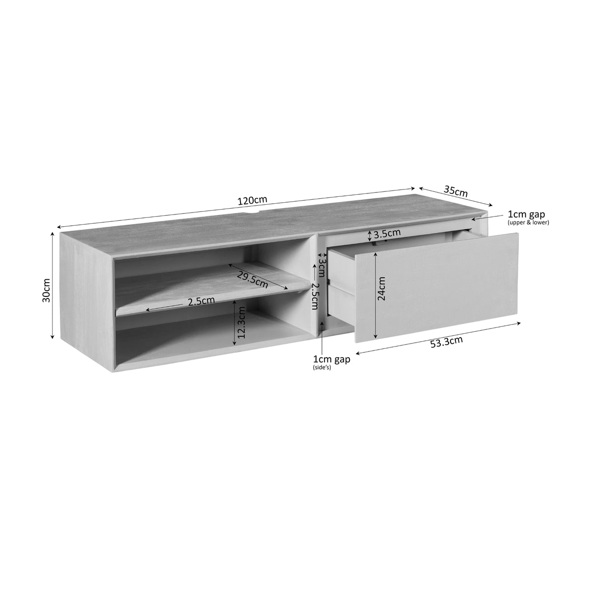 Zwevend tv-meubel Ambiance Naturel | 120 cm