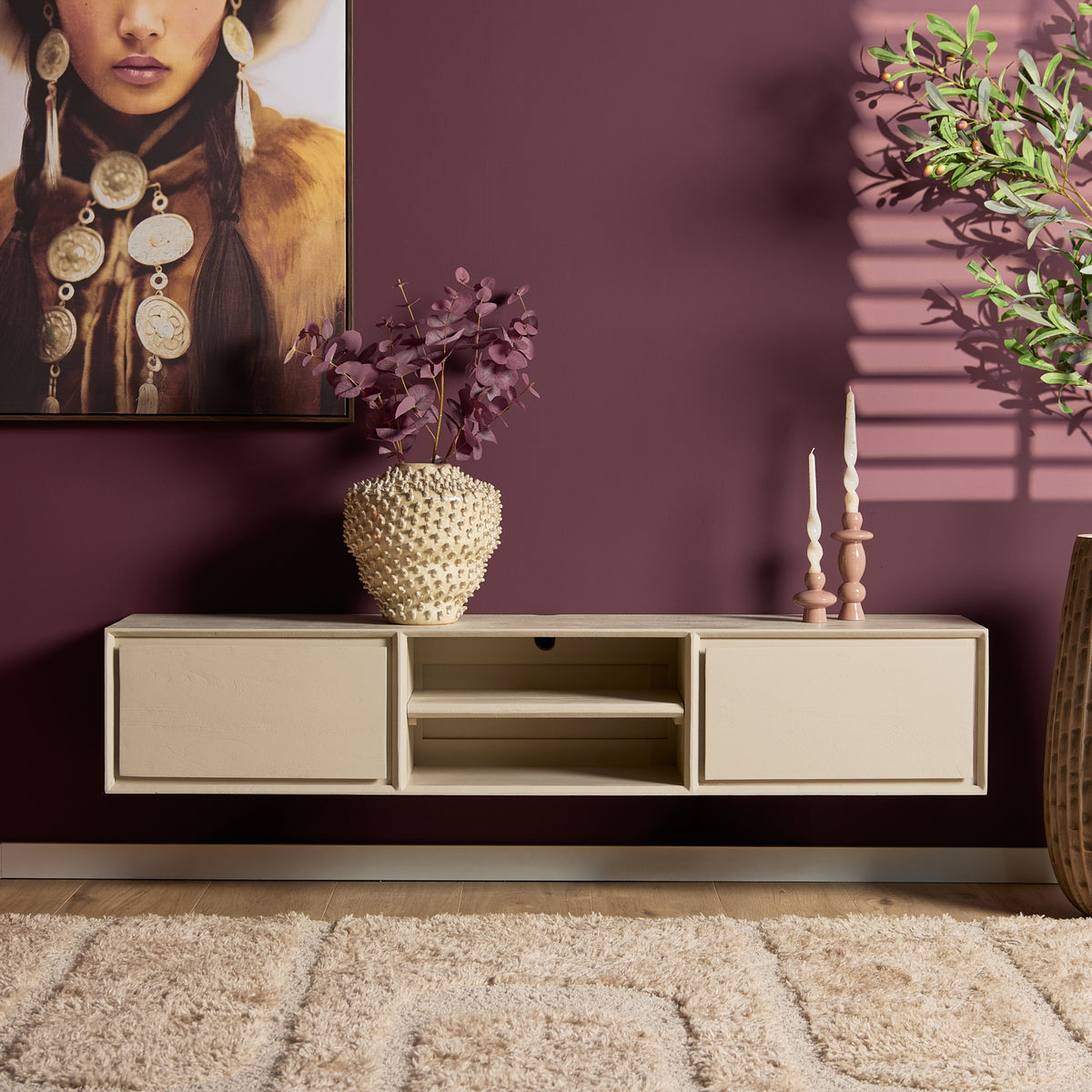 Zwevend tv-meubel Ambiance Naturel | 120 cm