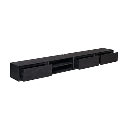 Zwevend tv-meubel Ambiance Zwart | 240 cm