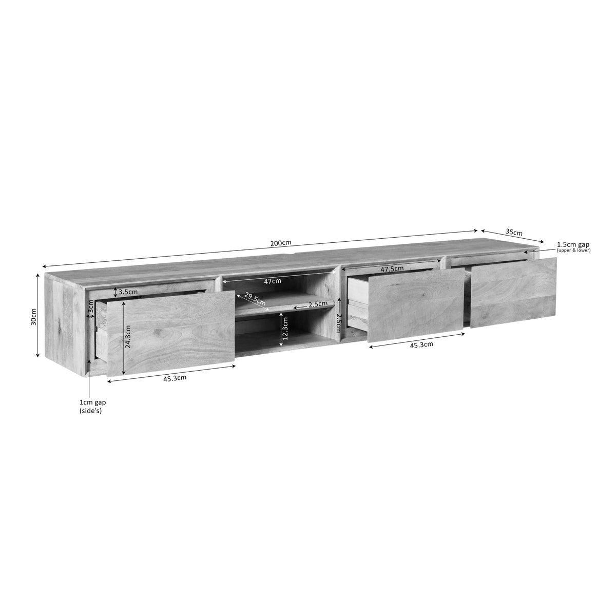 Zwevend tv-meubel Ambiance Brown | 200 cm