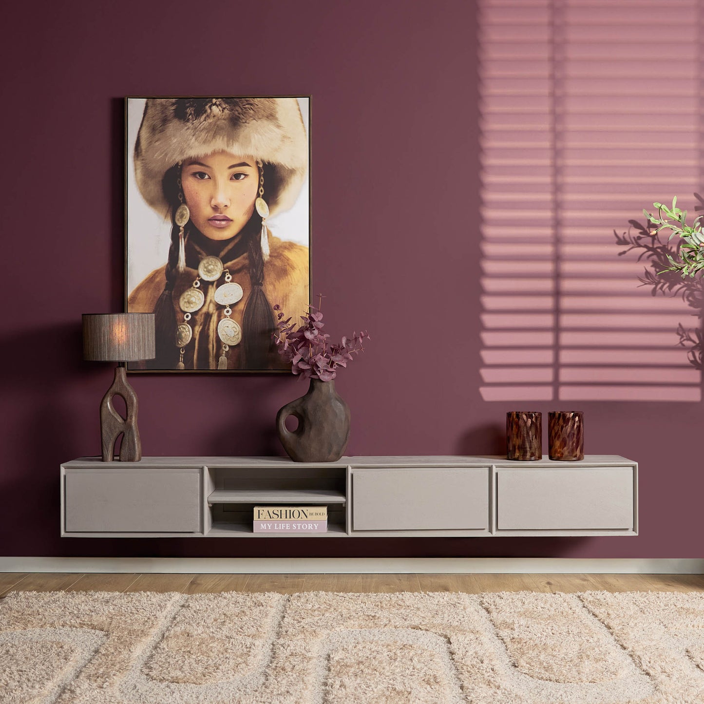 Zwevend tv-meubel Ambiance Taupe | 240 cm