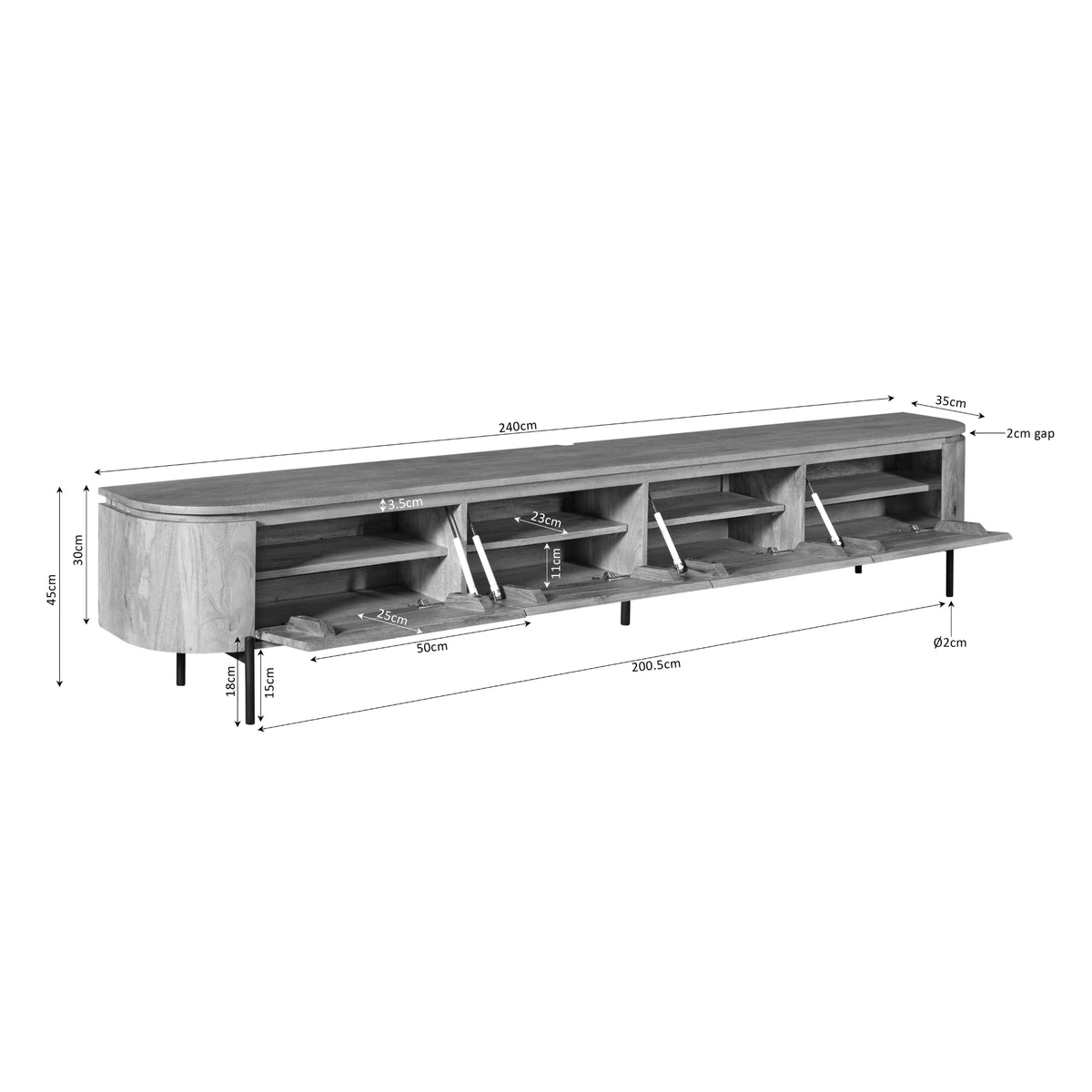 Tv-meubel Excellent Taupe | 240 cm
