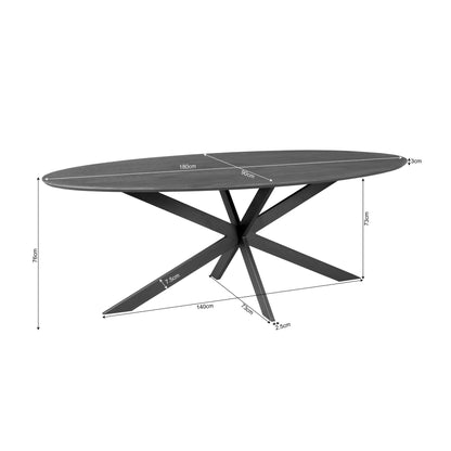 Eiken eettafel Ferris | Ovaal 180 cm | Zwart