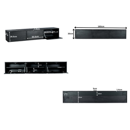 Zwevend tv-meubel Vision Zwart | 160 cm