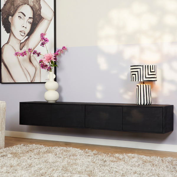 Zwevend tv-meubel Vision Black | 200 cm