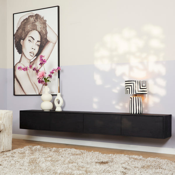 Zwevend Tv-meubel Vision Zwart | 240 cm