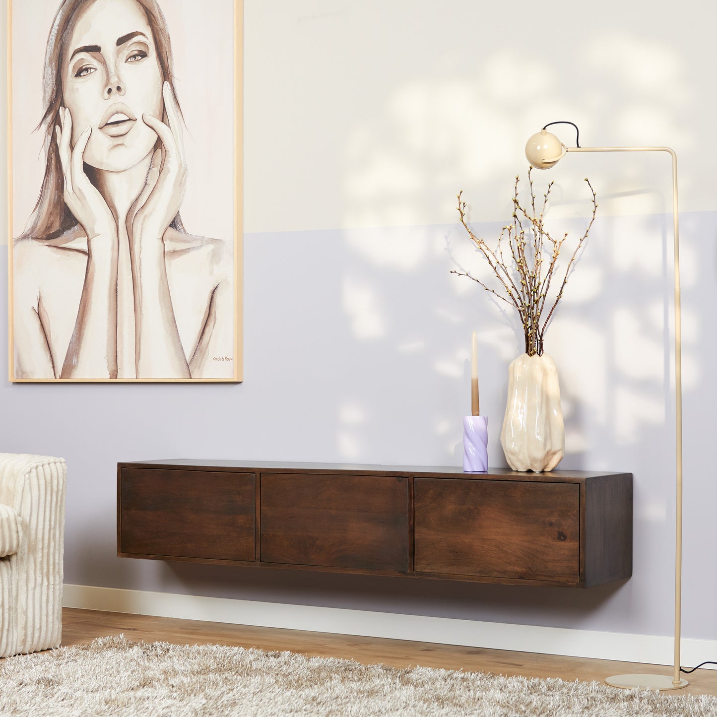 Zwevend tv-meubel Vision Walnut | 120 cm