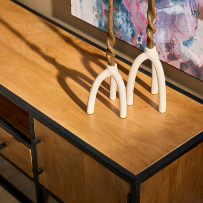 Tv-meubel Denver | Mangohout en staal | 145 cm