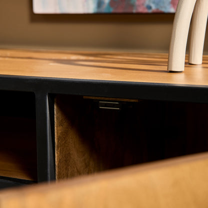 Tv-meubel Denver | Mangohout en staal | 145 cm