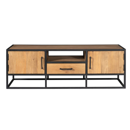 Tv-meubel Denver | Mangohout en staal | 145 cm