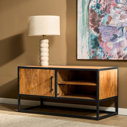 Tv-meubel Denver | Mangohout en staal | 100 cm