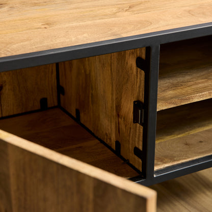 Tv-meubel Denver | Mangohout en staal | 100 cm