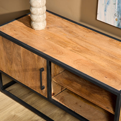 Tv-meubel Denver | Mangohout en staal | 100 cm
