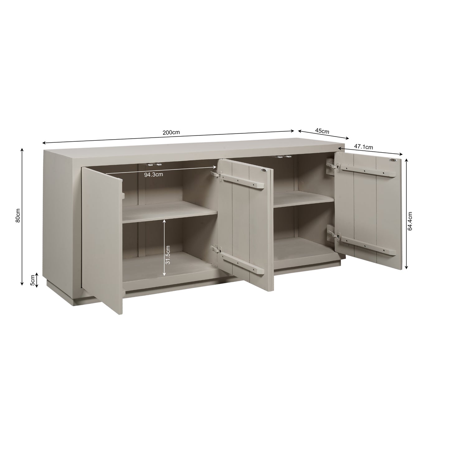 Dressoir Brussel 4 deurs | 200 cm