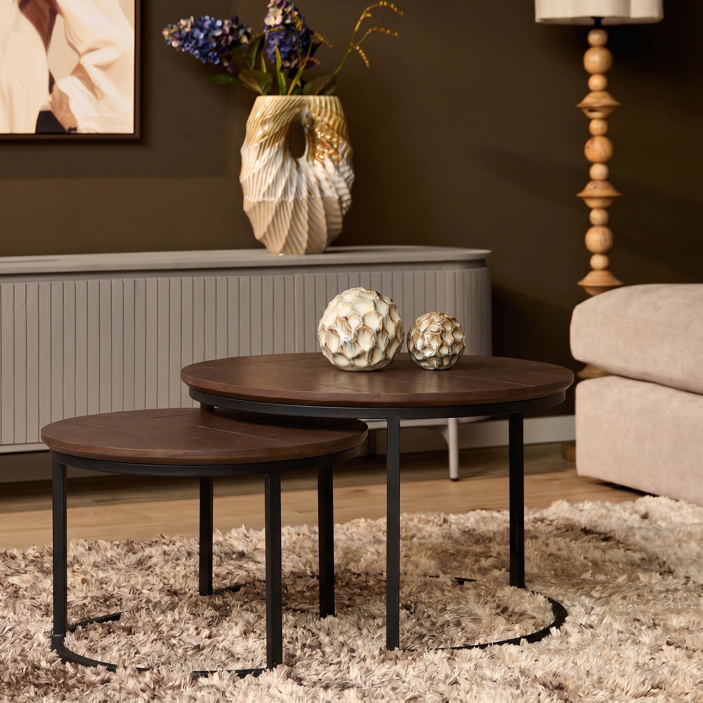 Salontafel Otik Walnoot Eiken | 70 cm | set van 2
