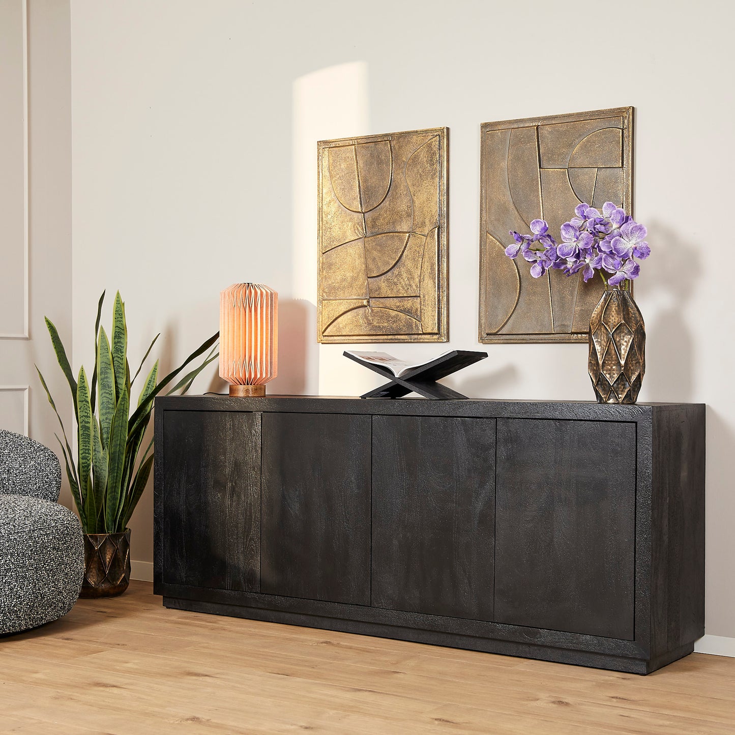 Dressoir Brussel Zwart 4 deuren | 200 cm