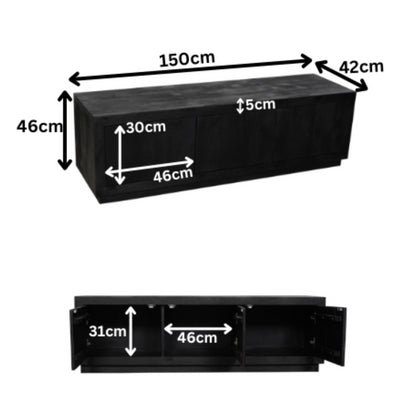 Tv-meubel Brussel Zwart | 150 cm