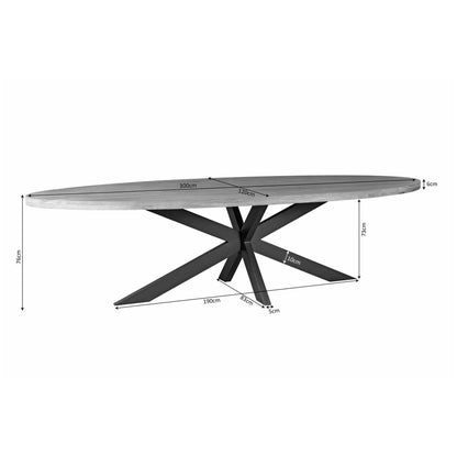 Eettafel Denver | Ovaal | Mangohout | 300 cm