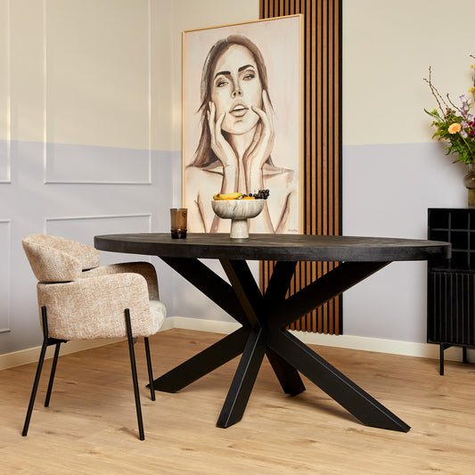 Eettafel Denver Zwart | Ovaal | 180 cm