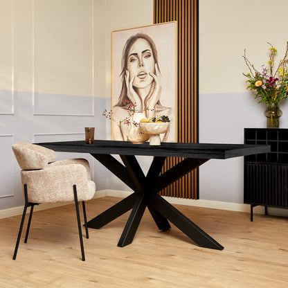 Eettafel Denver Zwart | Rechthoek | 160 cm