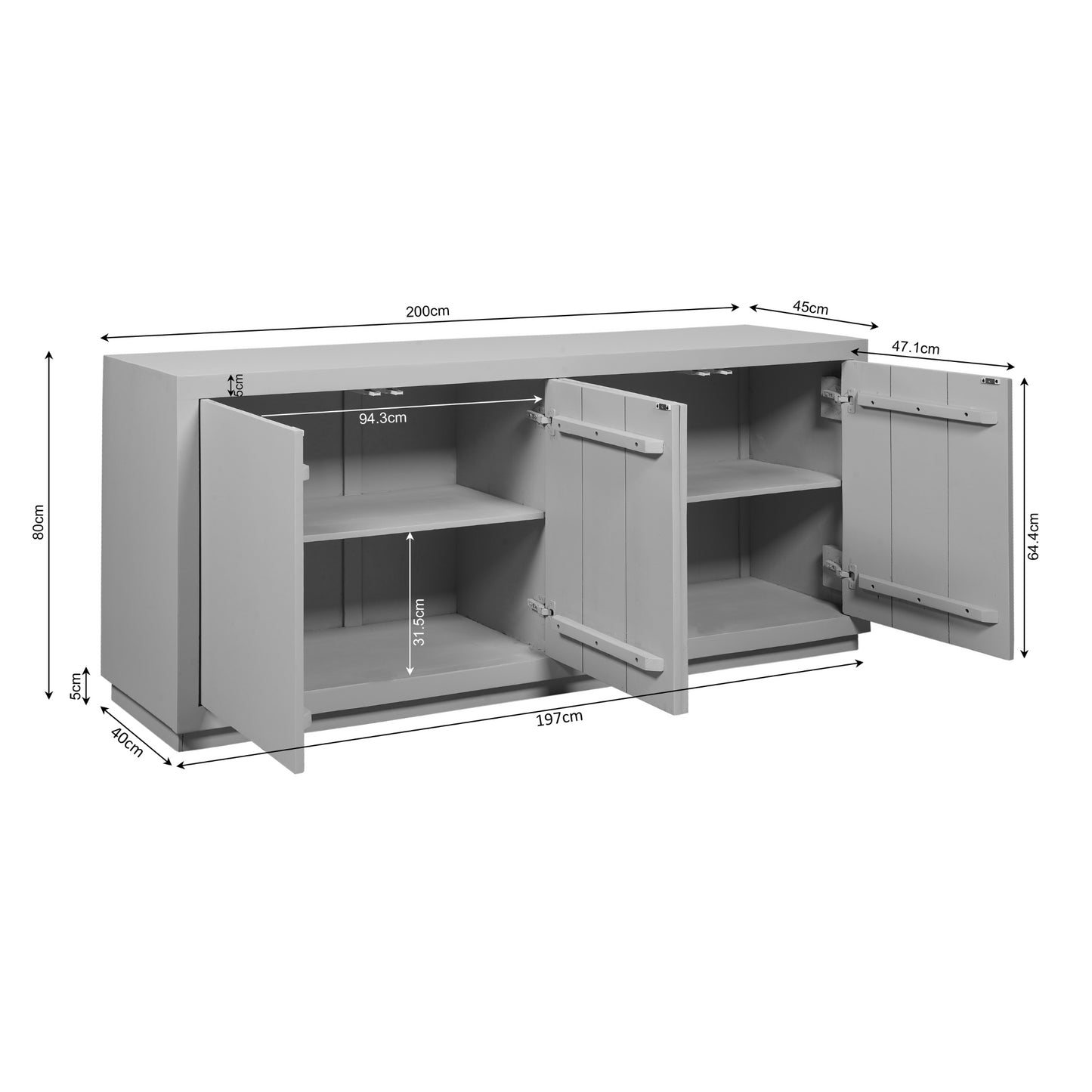 Dressoir Brussel Bruin | 200 cm