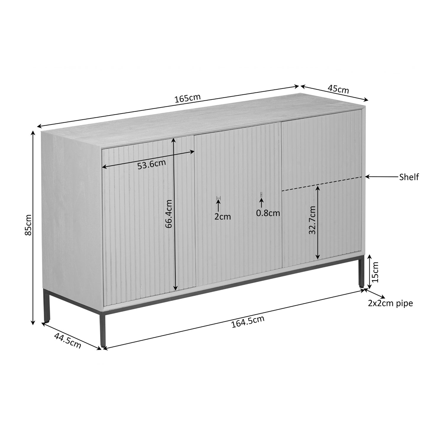 Dressoir Madison Bruin | 165 cm