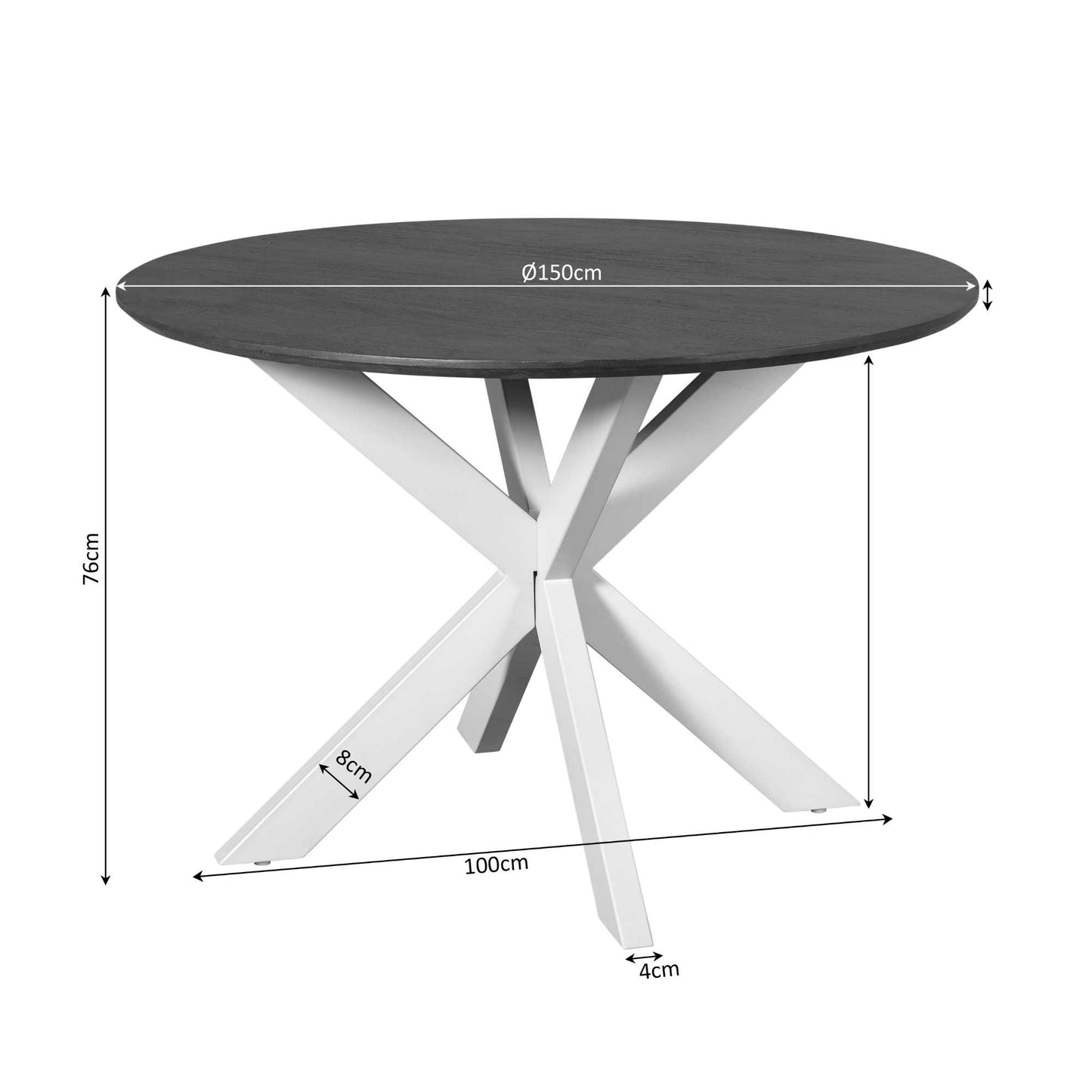 Eettafel Madison Bruin | 130 cm | Poot Zand