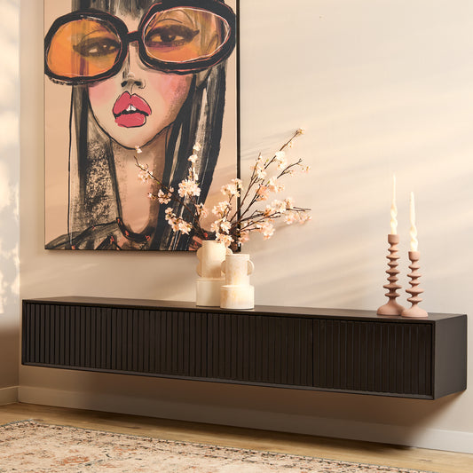 Zwevend tv-meubel Madison Zwart | 200 cm