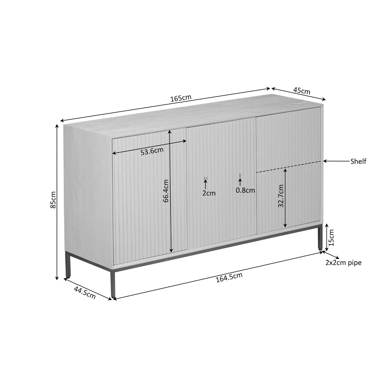 Dressoir Madison Natuurlijk | 165 cm