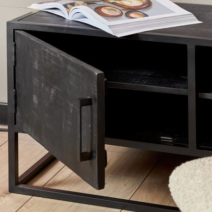 Tv-meubel Denver Zwart 100 cm | Mangohout en staal