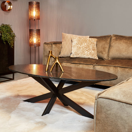 Table basse Faye Marbre noir | 120 cm | Ovale