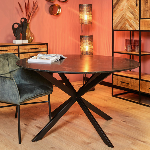 Eettafel Lynn | Rond | Zwart marmer | 150 cm