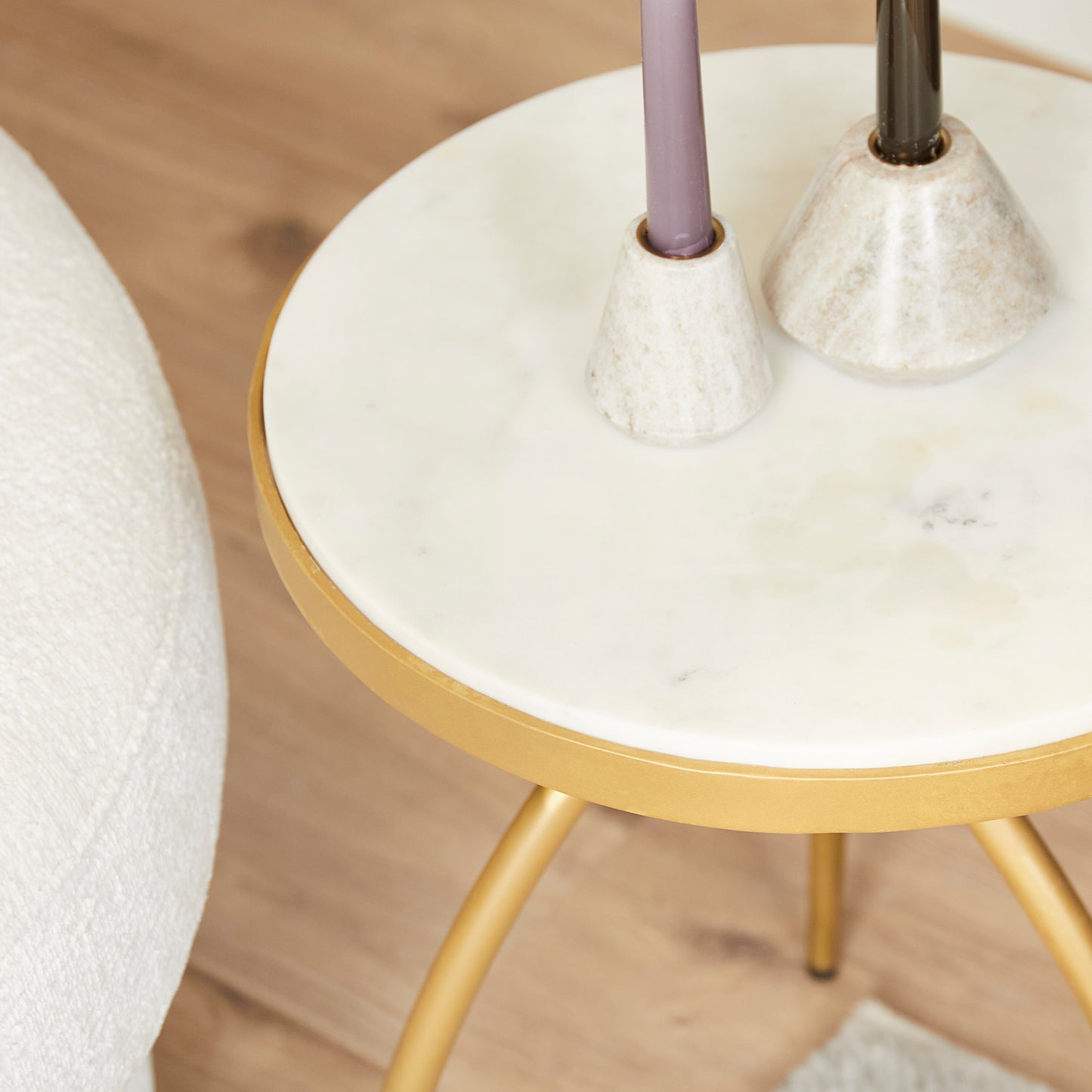 Side table Kay | White marble 40 cm