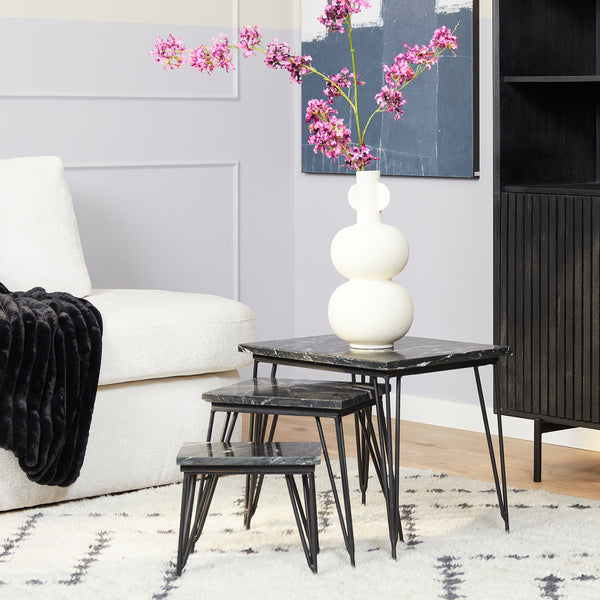 Coffee table set Jala | Black marble | 50 cm